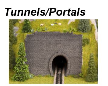 Z Gauge Pair of Single Tunnel Portals. unpainted plastic resin .. 